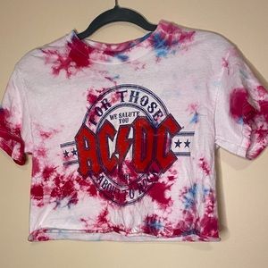 AC/DC tie die crop top